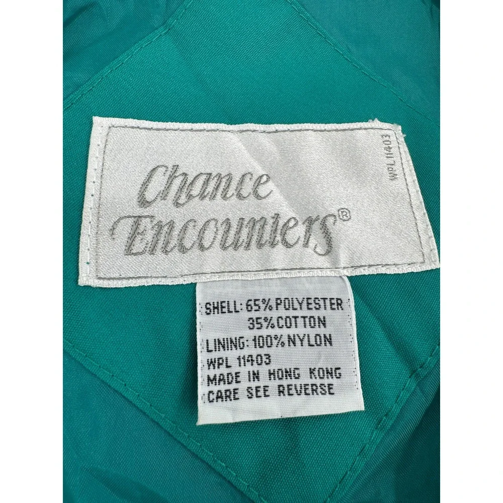 Vintage Chance Encounters Teal Green Hooded Windbreaker Jacket Mens Small‎